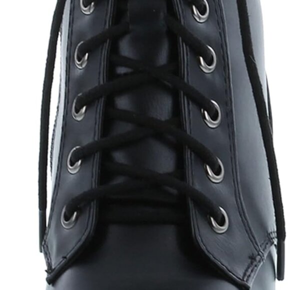 Chunky Heel Combat Ankle Boot Women Rubber Lug Sole Lace Zipper Black - Picture 8 of 8